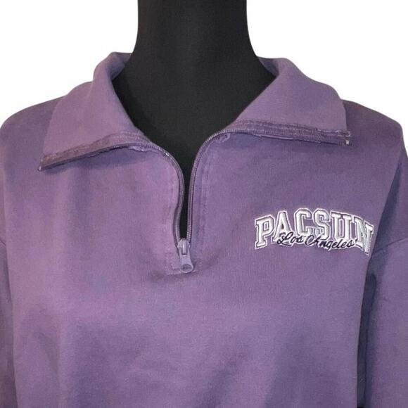 PacSun ladies size M 1/2 zip polo crop long sleeve logo spell out sweatshirt - Picture 5 of 8